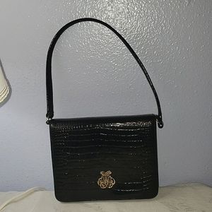 Block Vintage Black Leather Mini Bag Purse